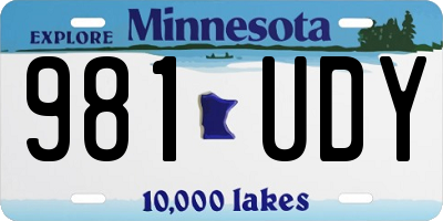 MN license plate 981UDY