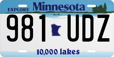 MN license plate 981UDZ