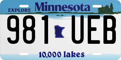 MN license plate 981UEB