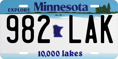 MN license plate 982LAK