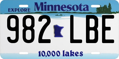 MN license plate 982LBE
