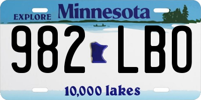 MN license plate 982LBO