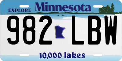 MN license plate 982LBW