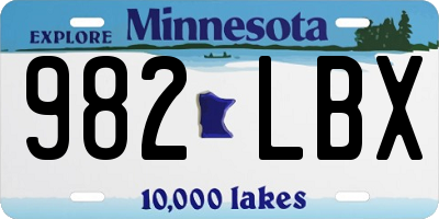 MN license plate 982LBX