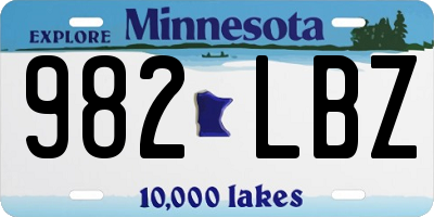 MN license plate 982LBZ