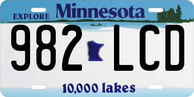 MN license plate 982LCD