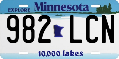 MN license plate 982LCN