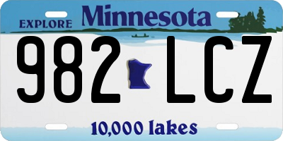 MN license plate 982LCZ