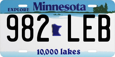 MN license plate 982LEB