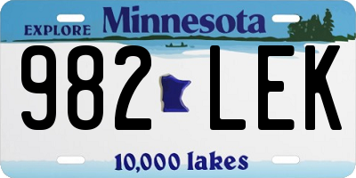 MN license plate 982LEK