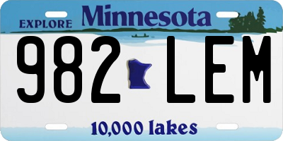 MN license plate 982LEM