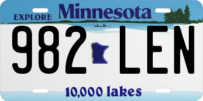 MN license plate 982LEN