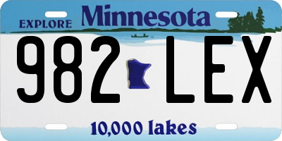 MN license plate 982LEX