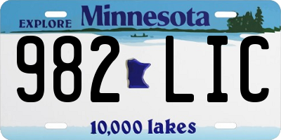 MN license plate 982LIC