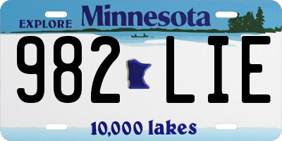 MN license plate 982LIE