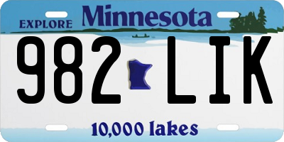 MN license plate 982LIK