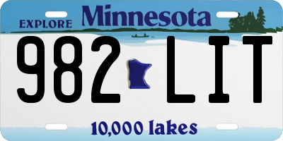 MN license plate 982LIT