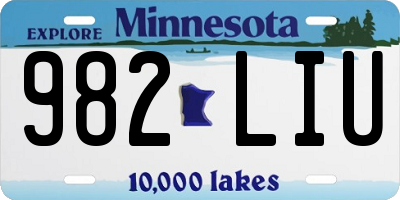 MN license plate 982LIU