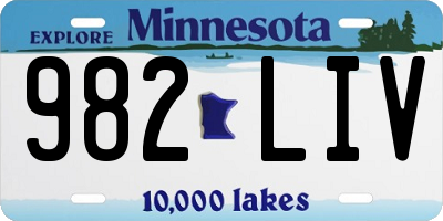 MN license plate 982LIV
