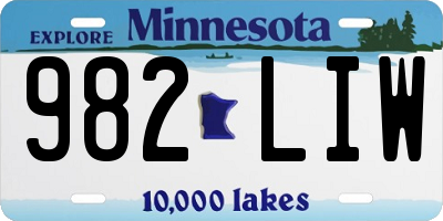MN license plate 982LIW