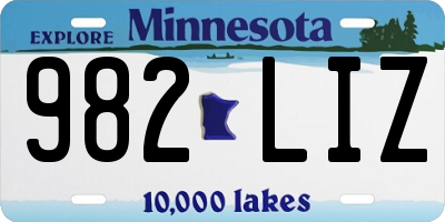 MN license plate 982LIZ
