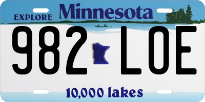 MN license plate 982LOE
