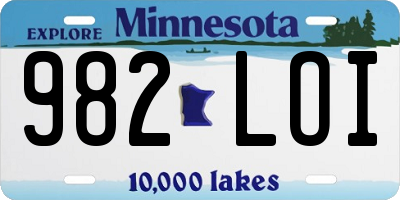 MN license plate 982LOI