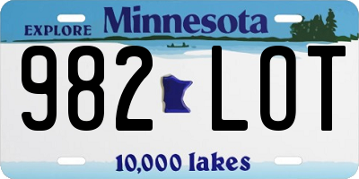 MN license plate 982LOT