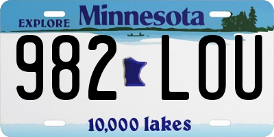 MN license plate 982LOU