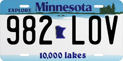 MN license plate 982LOV