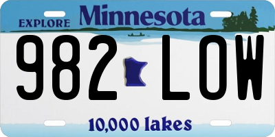 MN license plate 982LOW