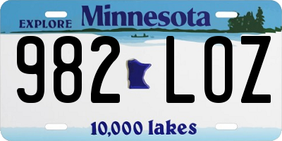 MN license plate 982LOZ