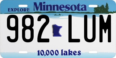MN license plate 982LUM