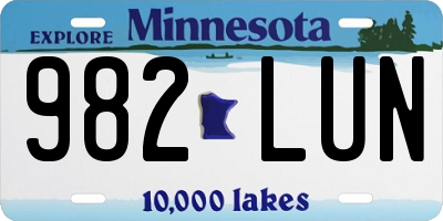 MN license plate 982LUN