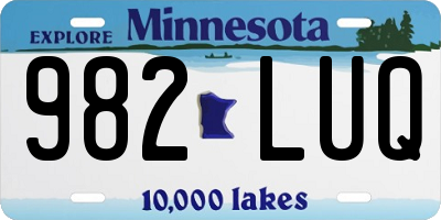 MN license plate 982LUQ