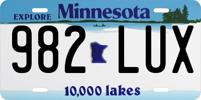MN license plate 982LUX