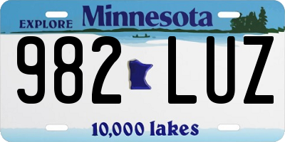 MN license plate 982LUZ