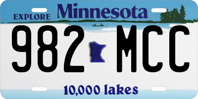 MN license plate 982MCC