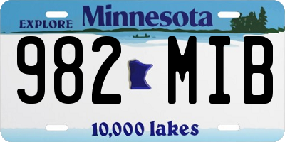 MN license plate 982MIB
