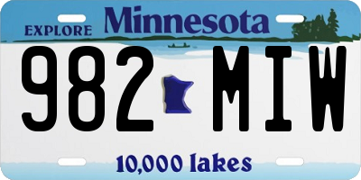 MN license plate 982MIW