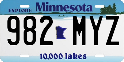 MN license plate 982MYZ