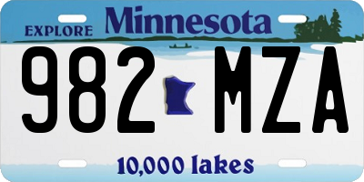 MN license plate 982MZA