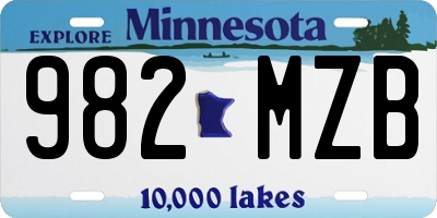 MN license plate 982MZB