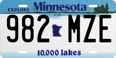 MN license plate 982MZE