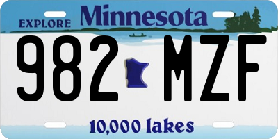 MN license plate 982MZF