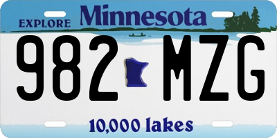 MN license plate 982MZG