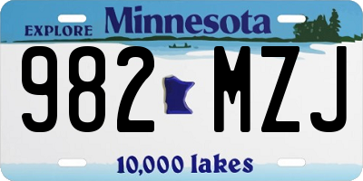 MN license plate 982MZJ