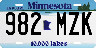 MN license plate 982MZK