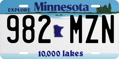 MN license plate 982MZN