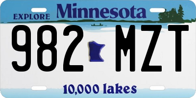 MN license plate 982MZT